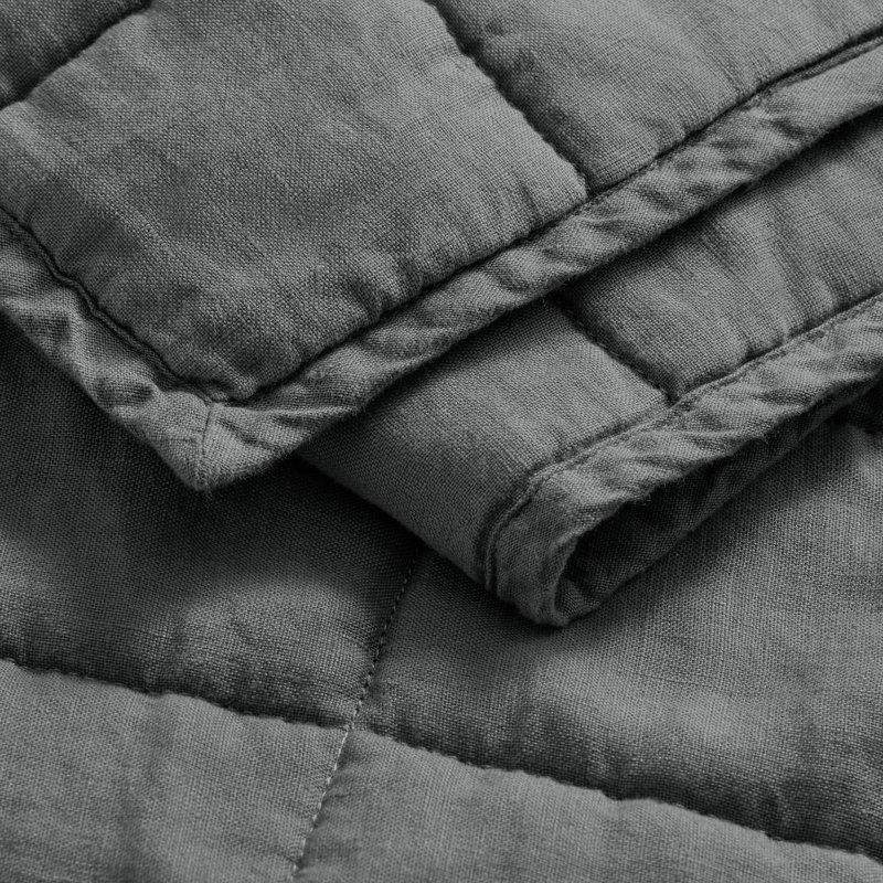 Ester Modern & Contemporary Percale Quilt, Queen Quilt + 2 Queen Shams, Charcoal