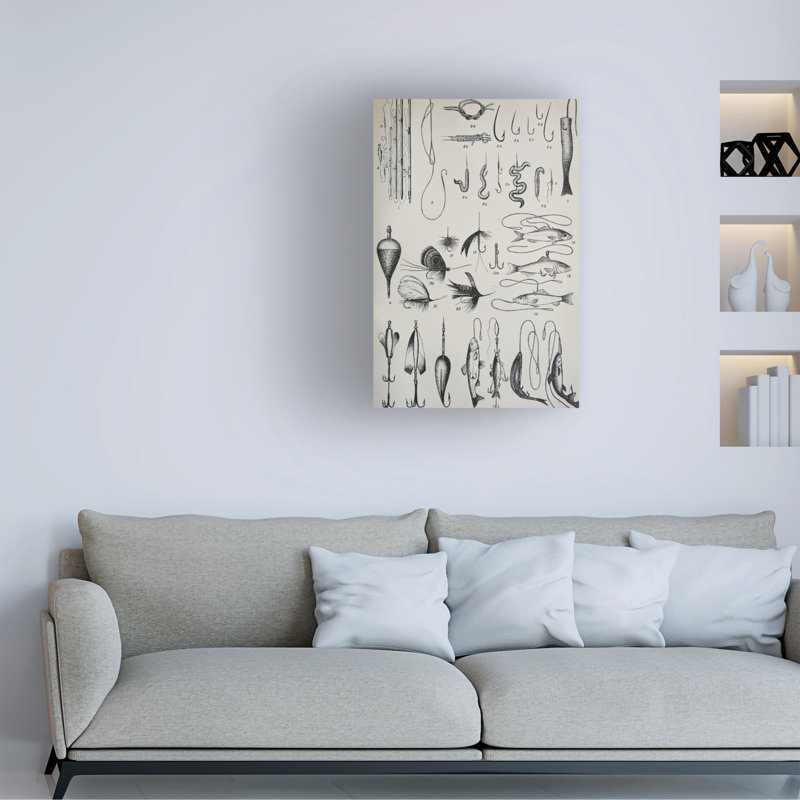 Vintage Apple Collection Fishing I Canvas Art, 30'' H x 47'' W