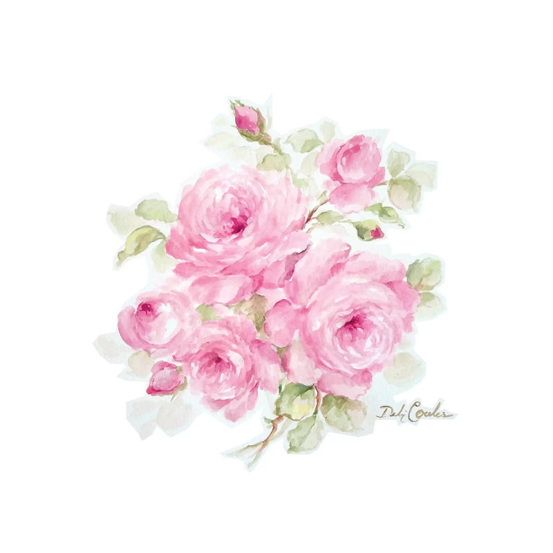 Roses romantiques par Debi coules-reproduction d’art, H 12 po x l 12 po x P 0,75 po, Toile tendue, Pas de tapis