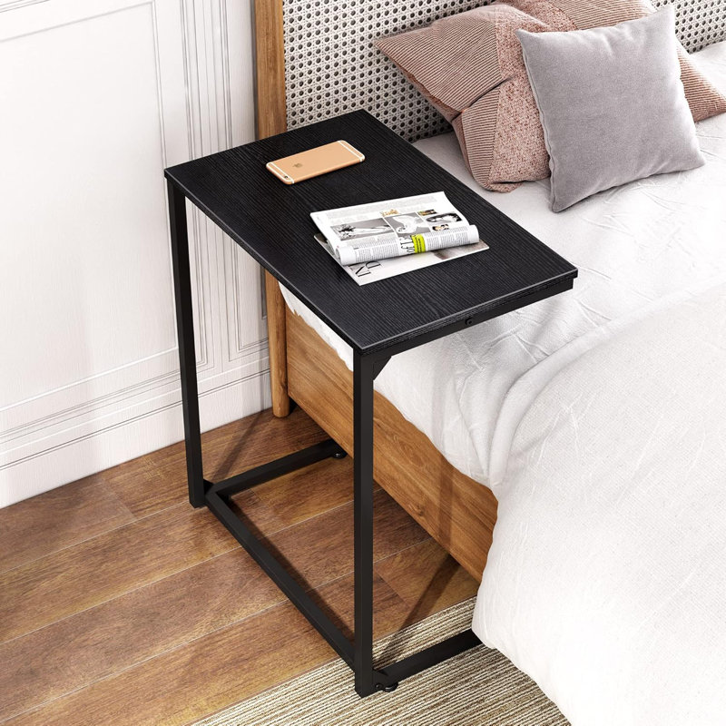 22.8" W C-Shaped Side Table, Small End Table For Couch, Sofa, Black