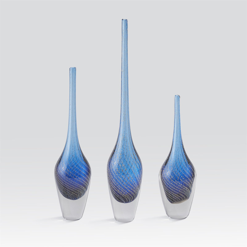 Flecked Spire Bottle-Sm, Blue, Overall Height- 25.5"