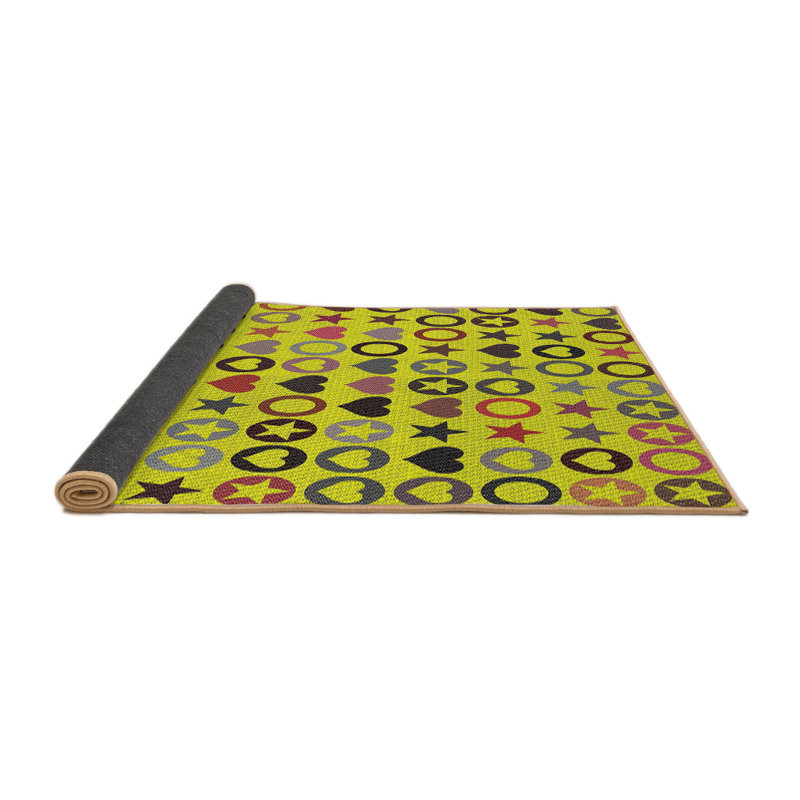 Tapis rouge/jaune/noir à motifs Tuesday, Rond 7 pi
