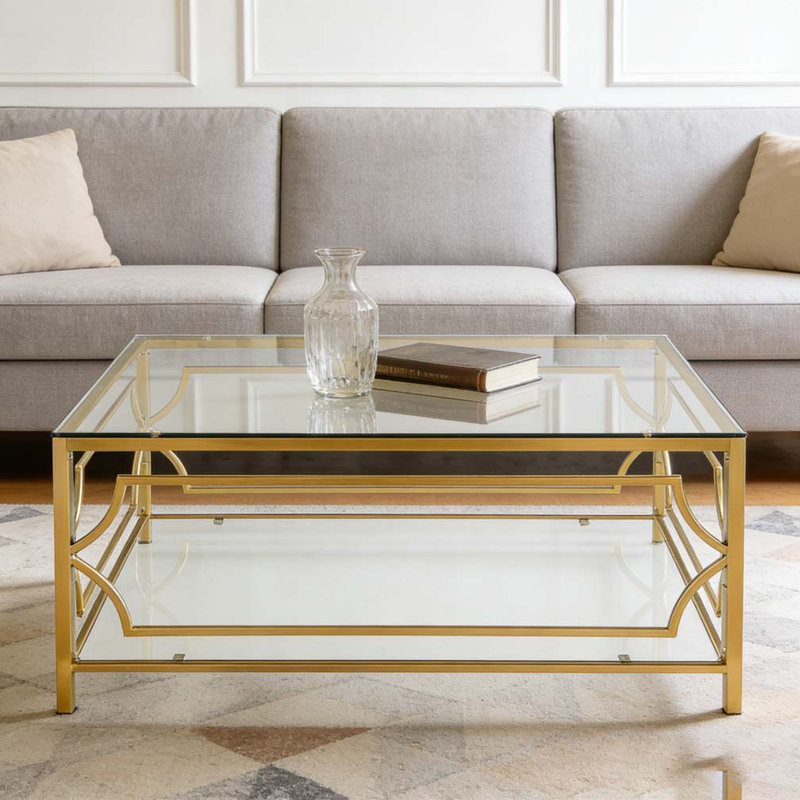 Table basse 33,5 "carrée en verre, Transparent