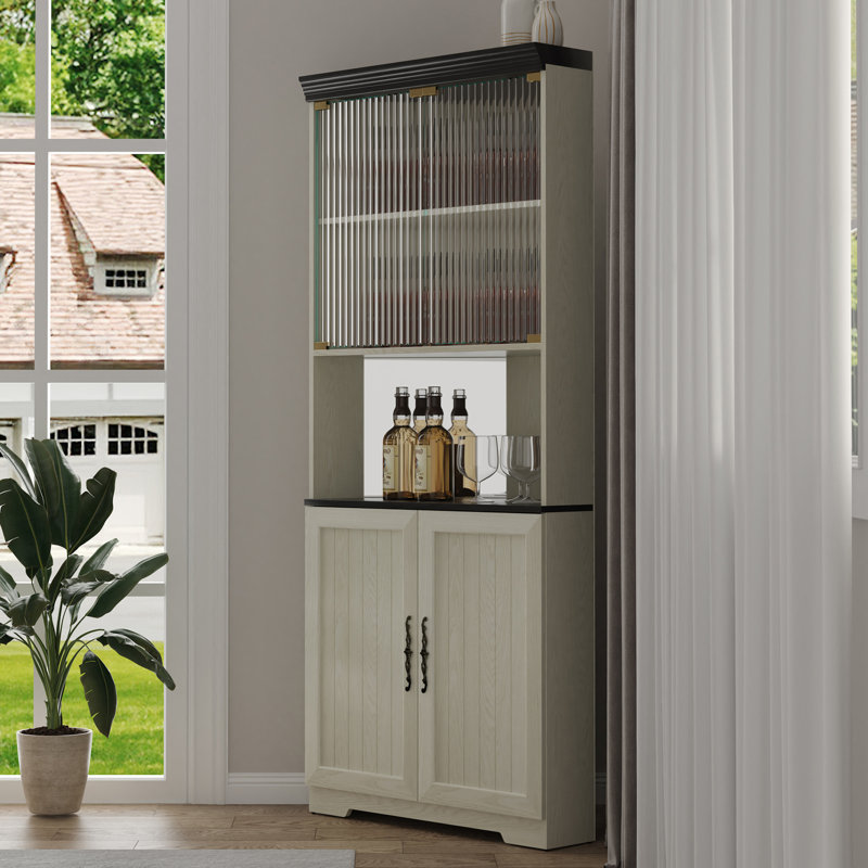 Armoire de coin Farmhouse pour le salon, la cuisine, White