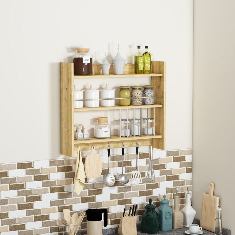 Wall Mounted Required Spice Rack, Natural