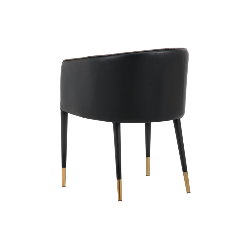 Ikon Fabric Barrel Chair, Black Faux Leather