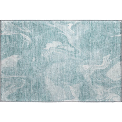 Tapis bleu sarcelle lavable à la machine Premium Prisco