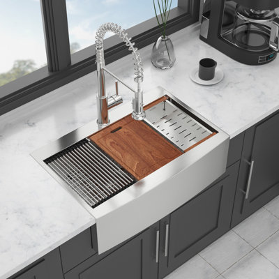 36 Drop In Farmhouse Sink Workstation - 36*22*10  Kitchen Sink Stainless Steel 16 Gauge Topmount Apron Front Kitchen Sink