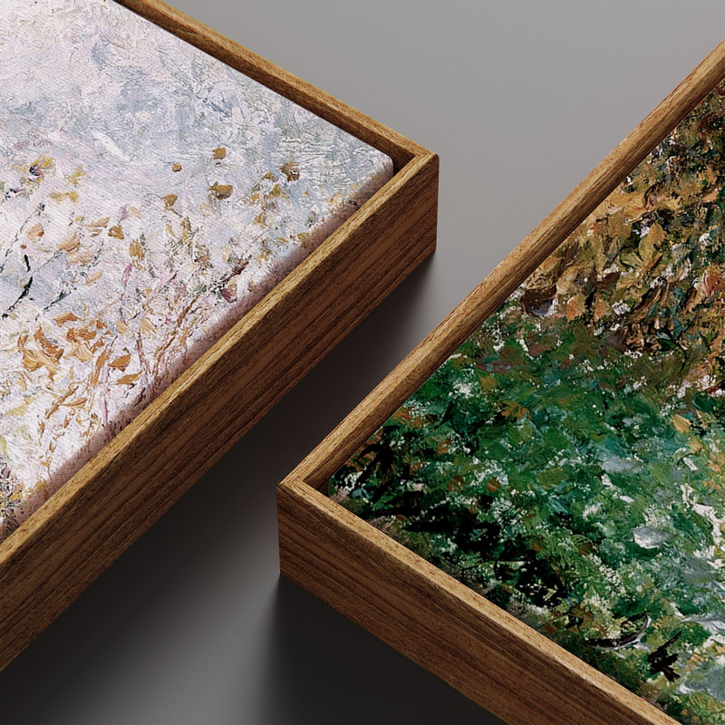 «Vintage Autumn, Poplars», art mural - ensemble de 2 toiles encadrées 20 po x 60 po, Naturel