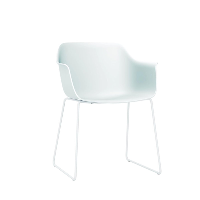 Shape Sled Outdoor Dining Armchair, White
