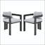 Chaise de salle à manger en aluminium avec structure noire et coussin gris (ensemble de 2)