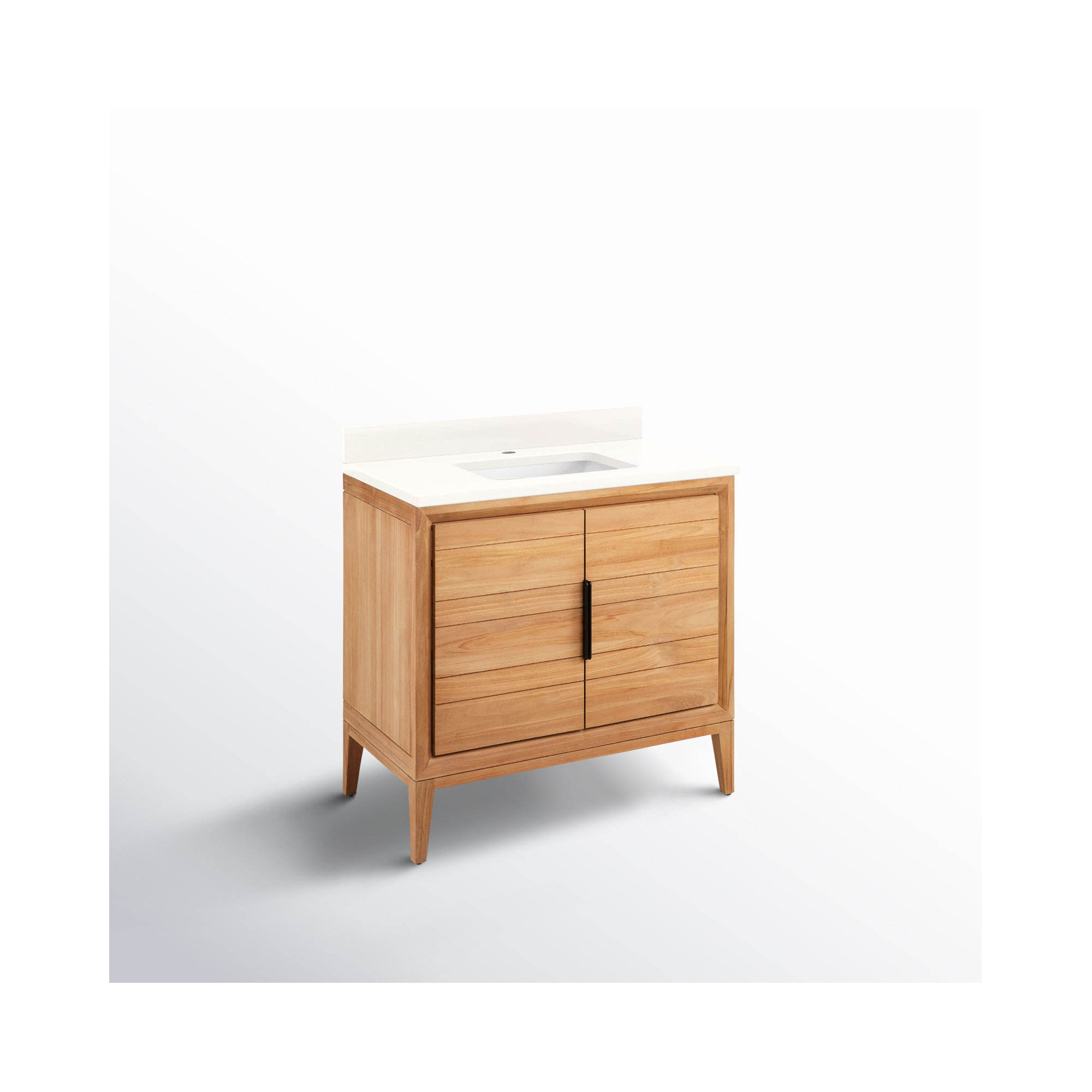 Aliso 36" Single Bathroom Vanity, Single-Hole Centered, Arctic White Quartz, Natural Teak