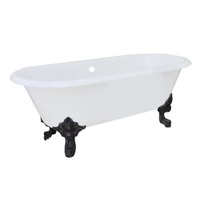 Baignoire sur pattes ovale à double extrémité en fonte 72 pouces Kingston Eden Aqua Eden (sans perçage de robinet)