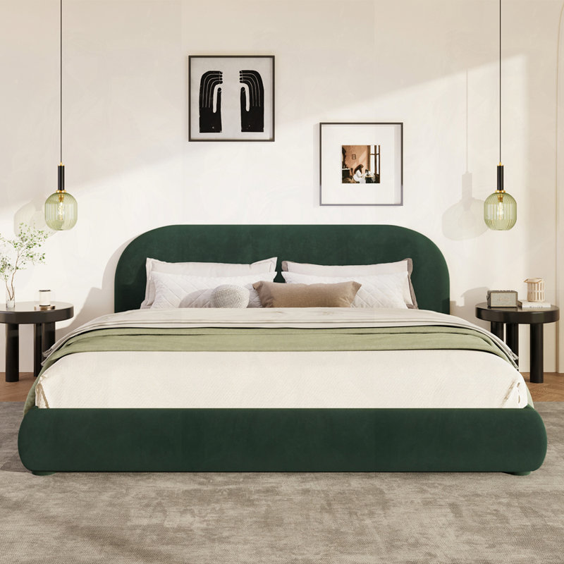 Lit moelleux en velours vert foncé, Grand