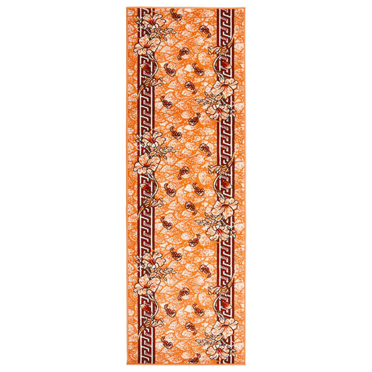 Mccurry Floral Machine Woven Orange/Brown Area Rug