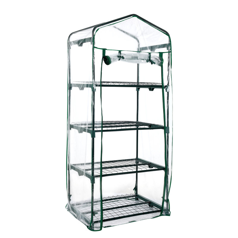 Aoodor 27x19x63 Inch 4 Tier Upgrade Greenhouse with Protective PVC Base, Transparent