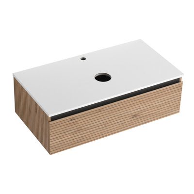 Bathroom Vanity 36'', Soft-close Drawer, Modern Plywood Vanity, Coffee Color, Midsummer Year Stripes, Ample Storage, Without Sink