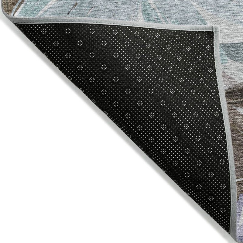 Tapis extérieur lavable floral taupe et lilas 5 pi x 8 pi