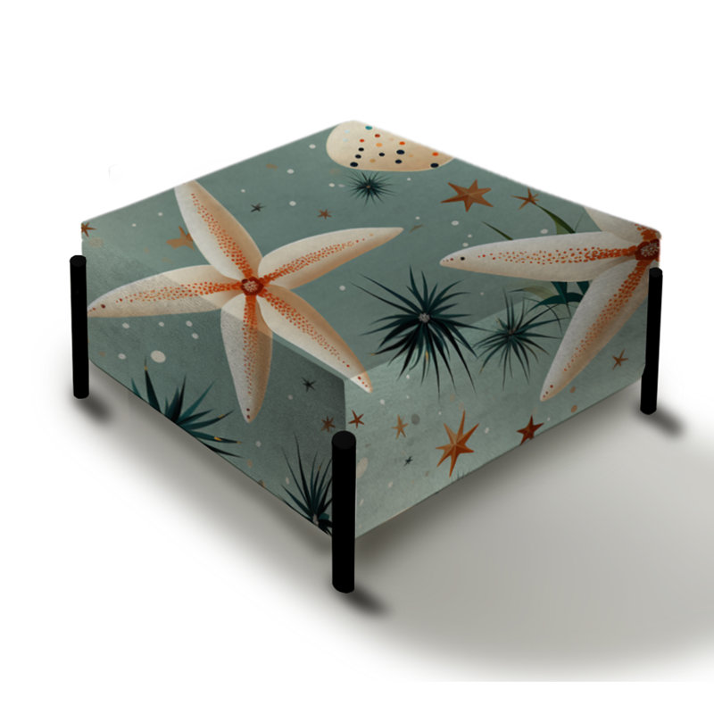 Motif de balade côtière avec étoile de mer - grand repose-pieds carré Coastal