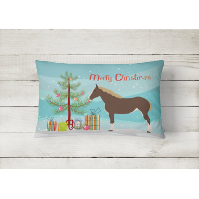  Percheron Horse Christmas Indoor/Outdoor Throw Pillow