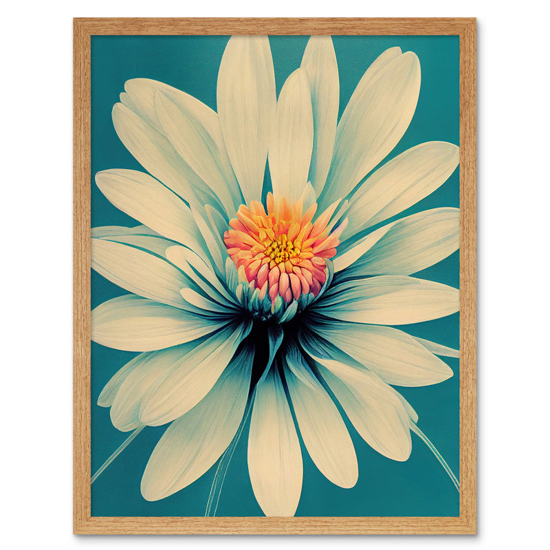 Chrysanthemum Floral Bloom Macro Flower - Print, Light Brown Framed Paper, 43cm H x 33cm W