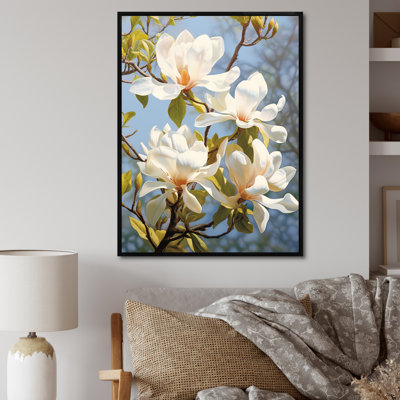 White Yellow Magnolias Magnolia Bliss Ii - Floral Wall Art Living Room