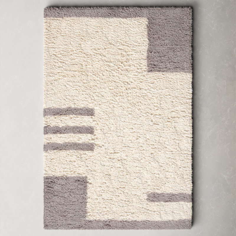 Beamer Annajean Flatweave Area Rug in Gray/Ivory, Rectangle 5' x 8'