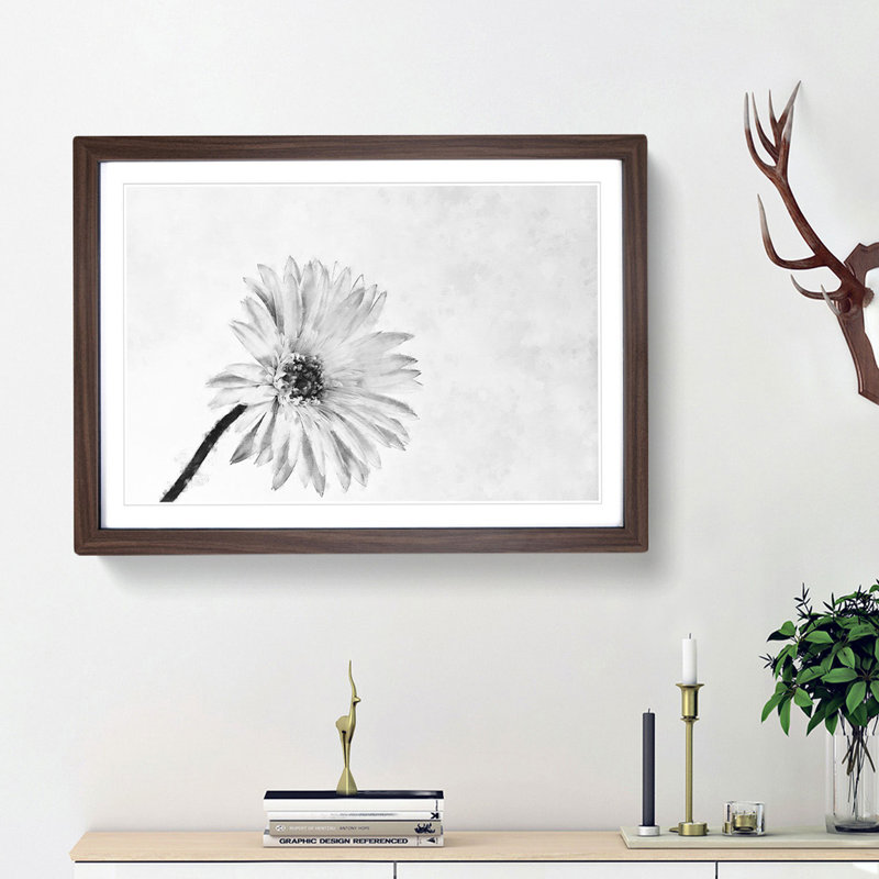 Flower Sketch - Framed Print, 24cm H x 33cm W x 2cm D, Walnut Framed