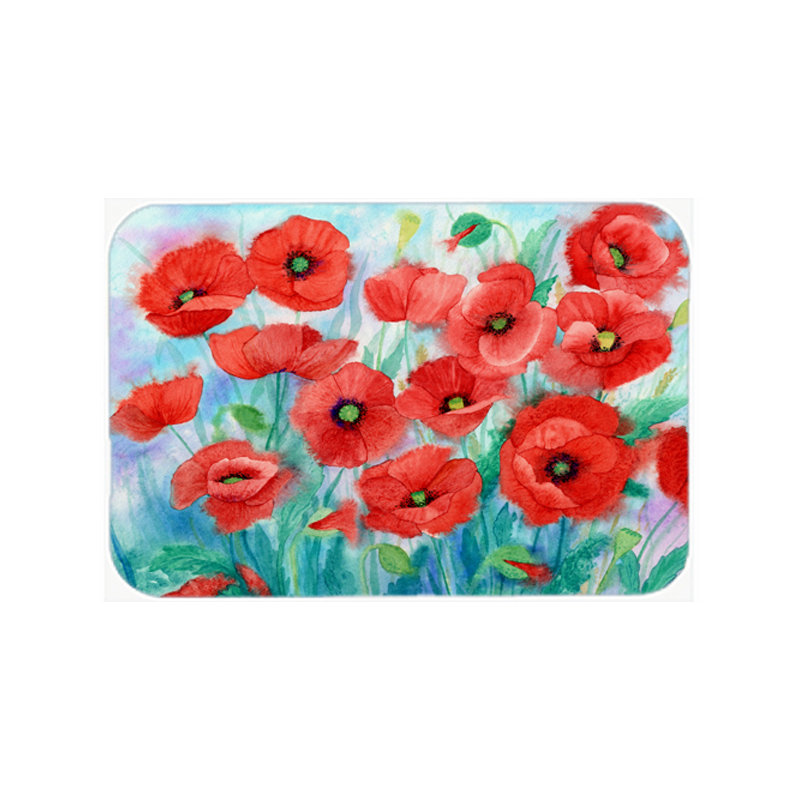 Caroline's Treasures Poppies Glass Cutting Board