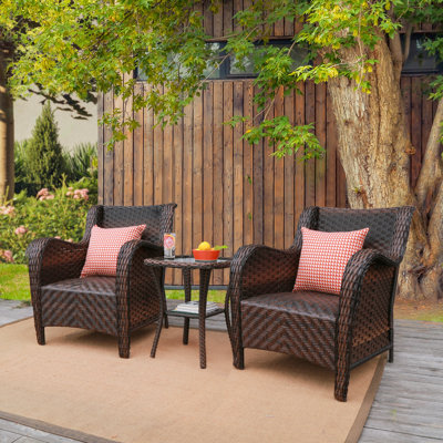 Minneota Premium All-Weather Wicker 2 - Person Patio Conversation Set