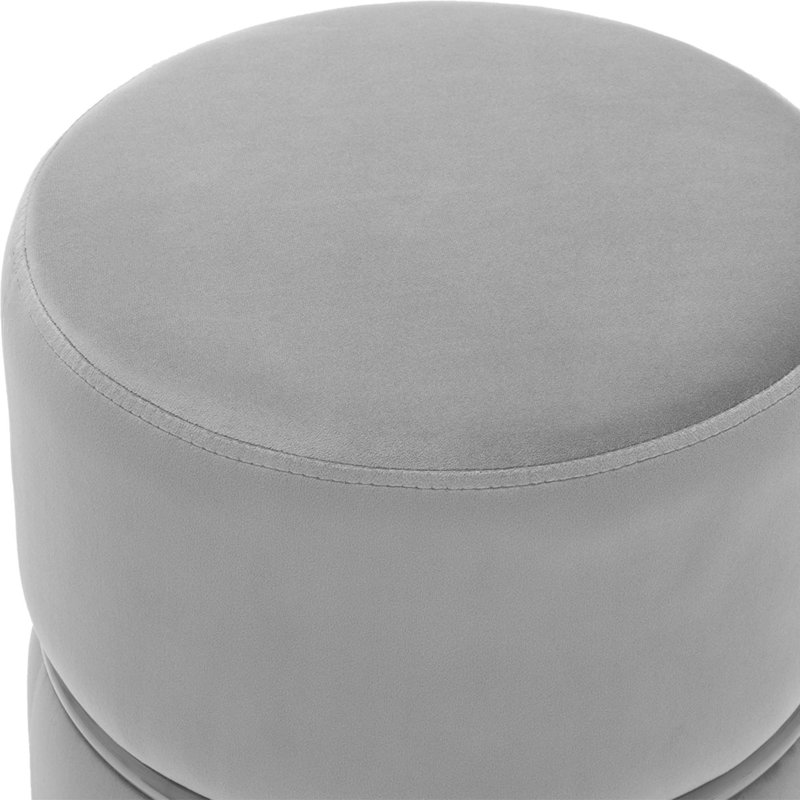 Artin 36cm W Velvet Round Footstool, Grey