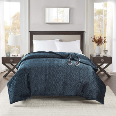 Quilted Plush Heated Blanket