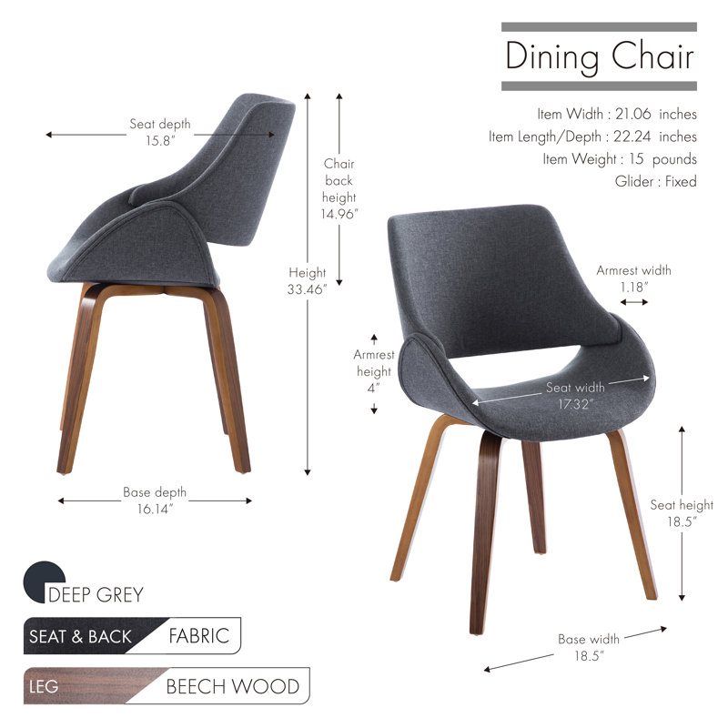 Canady 18.5'' H Fabric Upholstered Side Chair, Dark Gray