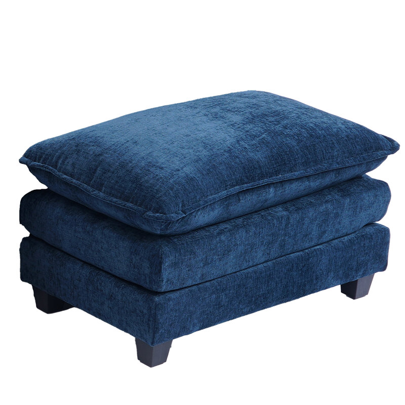 Chenille Upholstered Ottoman,Footstool Module for Sectional Sofa, Blue