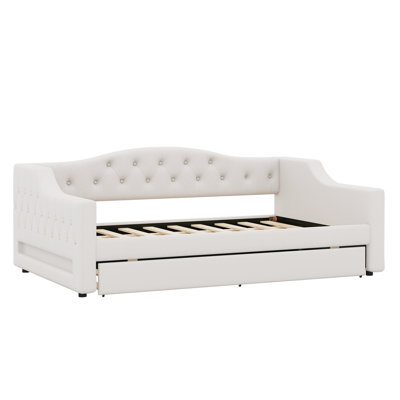 Upholstered Daybed With LED Belt And Trundle