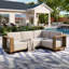206.502cm Wide L-Shaped Wood Patio Sectional Set with Cushions