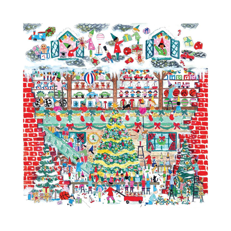 Santa's Toy Shop - reproduction d'art mural, H 48 po x l 48 po, Toile tendue, Ne s’applique pas