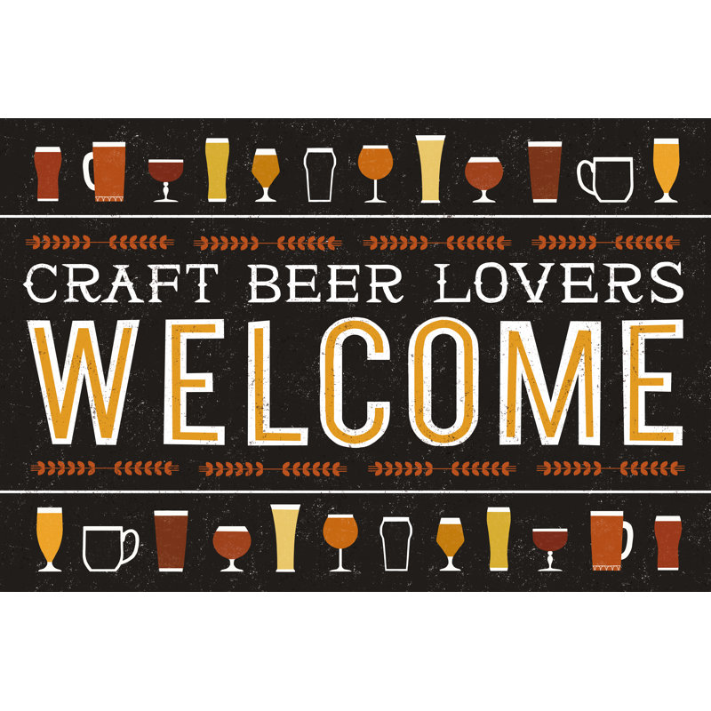 Craft Beer Welcome' by Michael Mullan - Graphic Art Print, 30cm H x 46cm W, Black Floater Framed