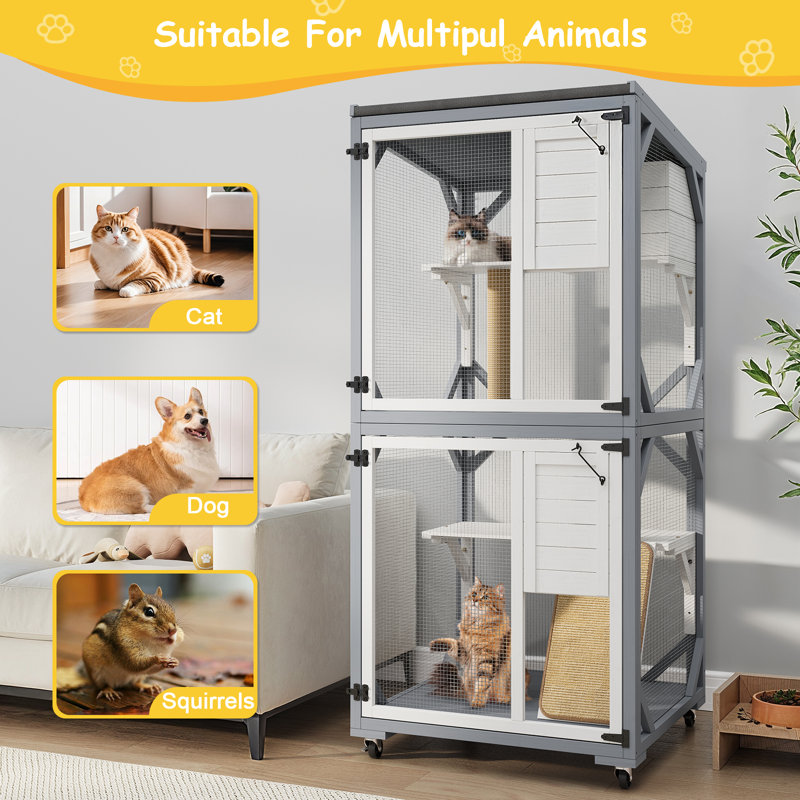 Portable Cat Playpen With Scratching Post And Board