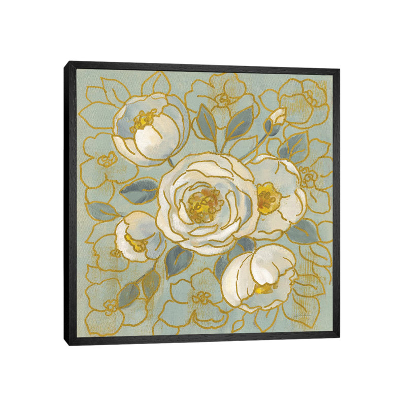 Sage Floral II V2 by Silvia Vassileva - Floater Frame Gallery-Wrapped Canvas Giclée on Canvas, 45.72 cm H x 45.72 cm W, Black