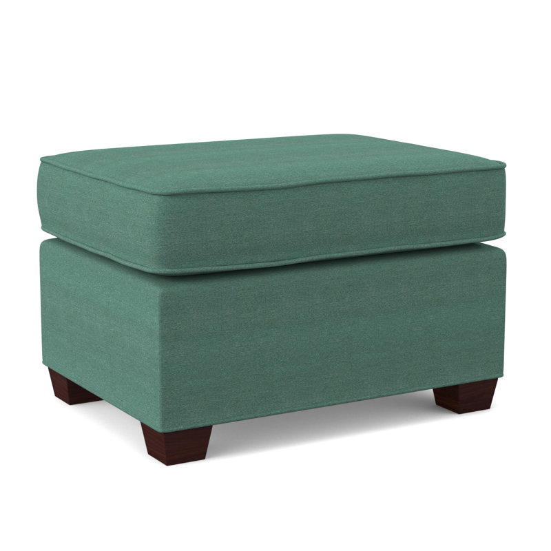 Finn 26" Wide Rectangle Standard Ottoman, Empire Mahogany, Antic Lagoon