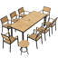 Ensemble repas d'extérieur en aluminium avec table de salle à manger, petite table d'appoint et chaises empilables Loddon-216608240-216608246