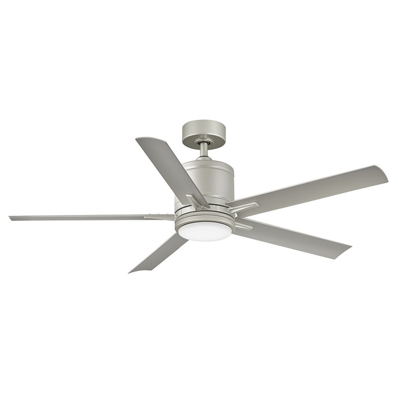 Ventilateur de plafond intelligent à DEL de 52 po Vail avec télécommande Hiro, Argent argent, Nickel brossé