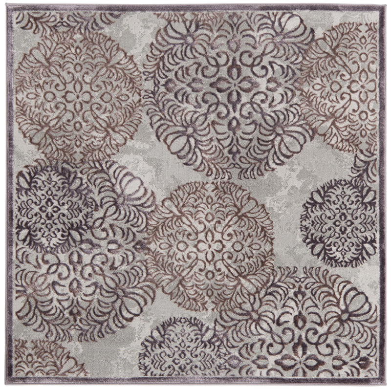 Tapis transitionnel Glencoe couleur prune, Carré 5 pi 3 po