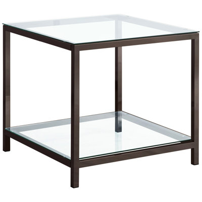 Table de bout moderne en métal et en verre à une tablette Modern Luxury
