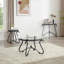 Ensemble de 2 tables basses de surface en verre trempé, table d'appoint ronde décorative avec construction robuste pour le salon (noir rustique)