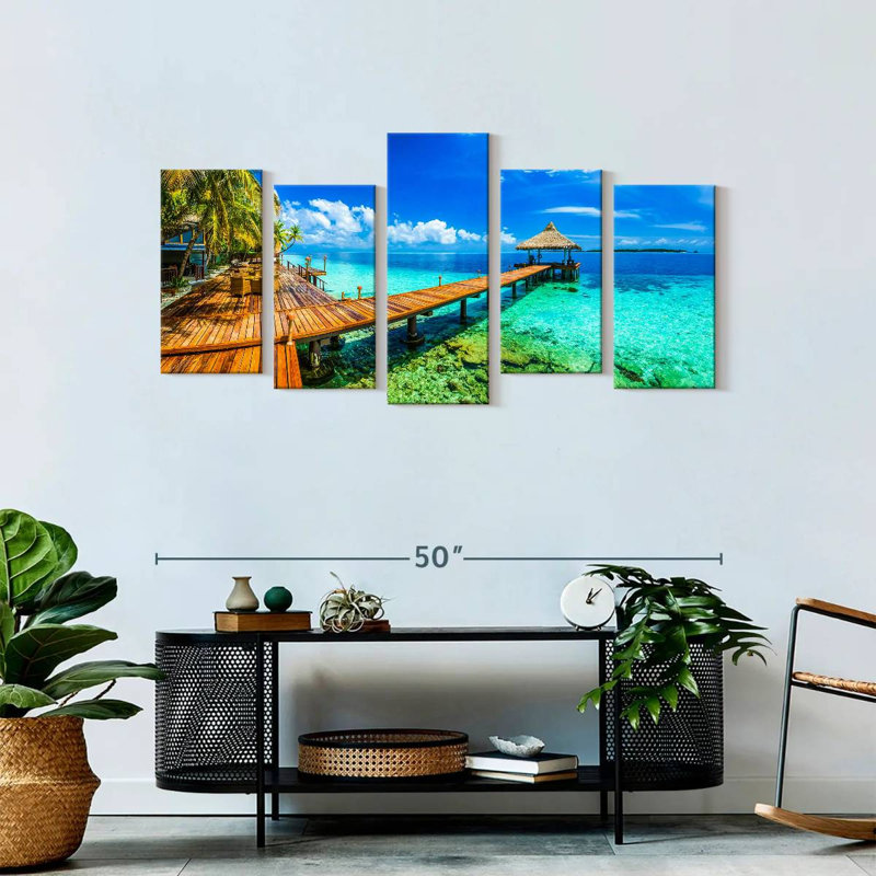 Maldives Beach Resort, reproduction d'art sur toile, H 49 po x l 24 po x P 1,25 po