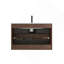 Meuble-lavabo mural en noyer de 30 po avec lavabo en céramique à un trou, lavabo une pièce sans bonde, pré-assemblé