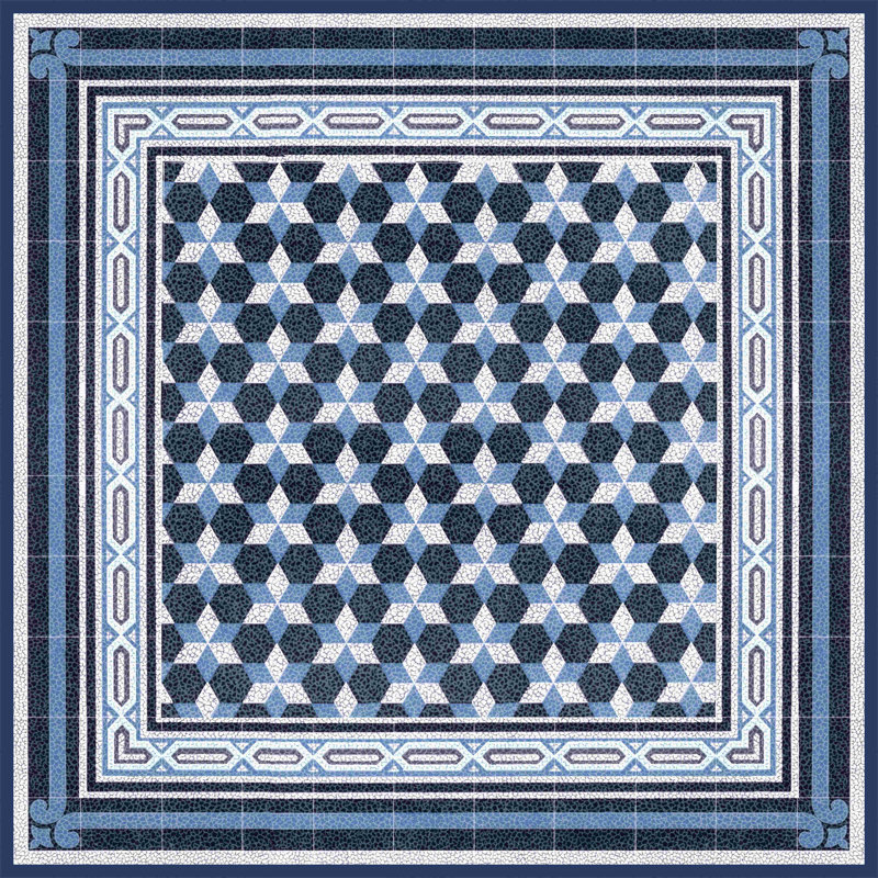 Mosaïque italienne en bleu III, H 12 po x l 12 po