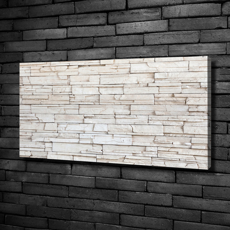 White Wall Of Stone - No Frame Print on Canvas